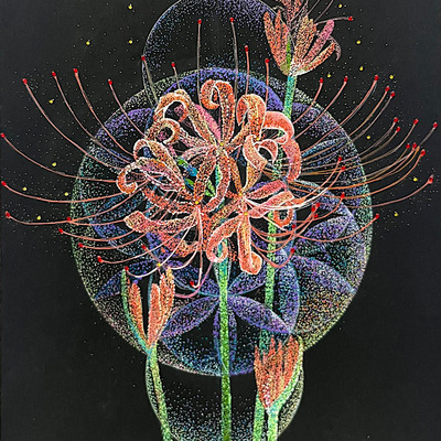Layers of Dimensions 37(紫陽花と神聖幾何学模様) — Artmeter™