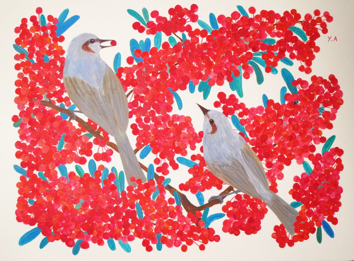 赤い実と鳥 — Artmeter™