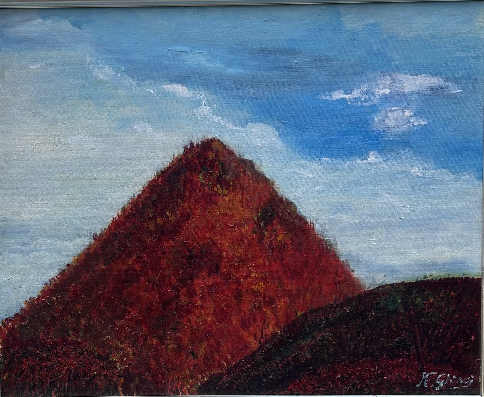 山　紅葉　風景画　油絵　アンティーク primary.jpg