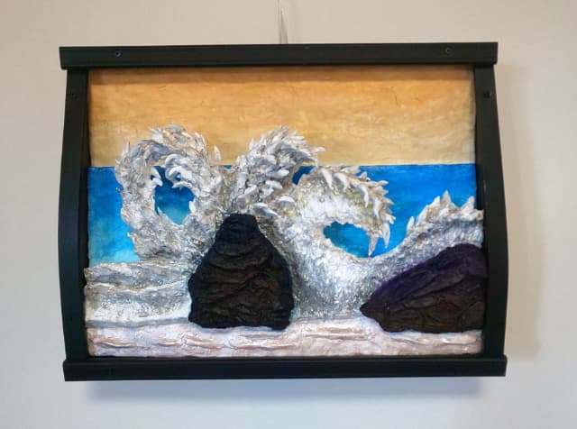岩にぶつかる荒波」(3D絵画) — Artmeter™