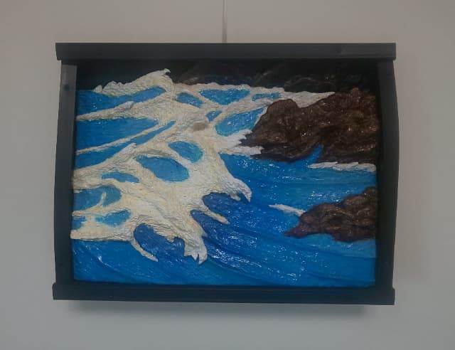 立体絵画の「断崖海岸に打ち狂う怒涛波」(3D絵画) — Artmeter™