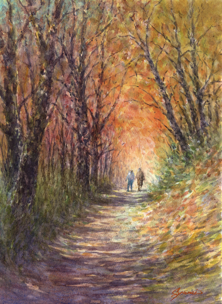 水彩画原画 紅葉の森 #697 — Artmeter™