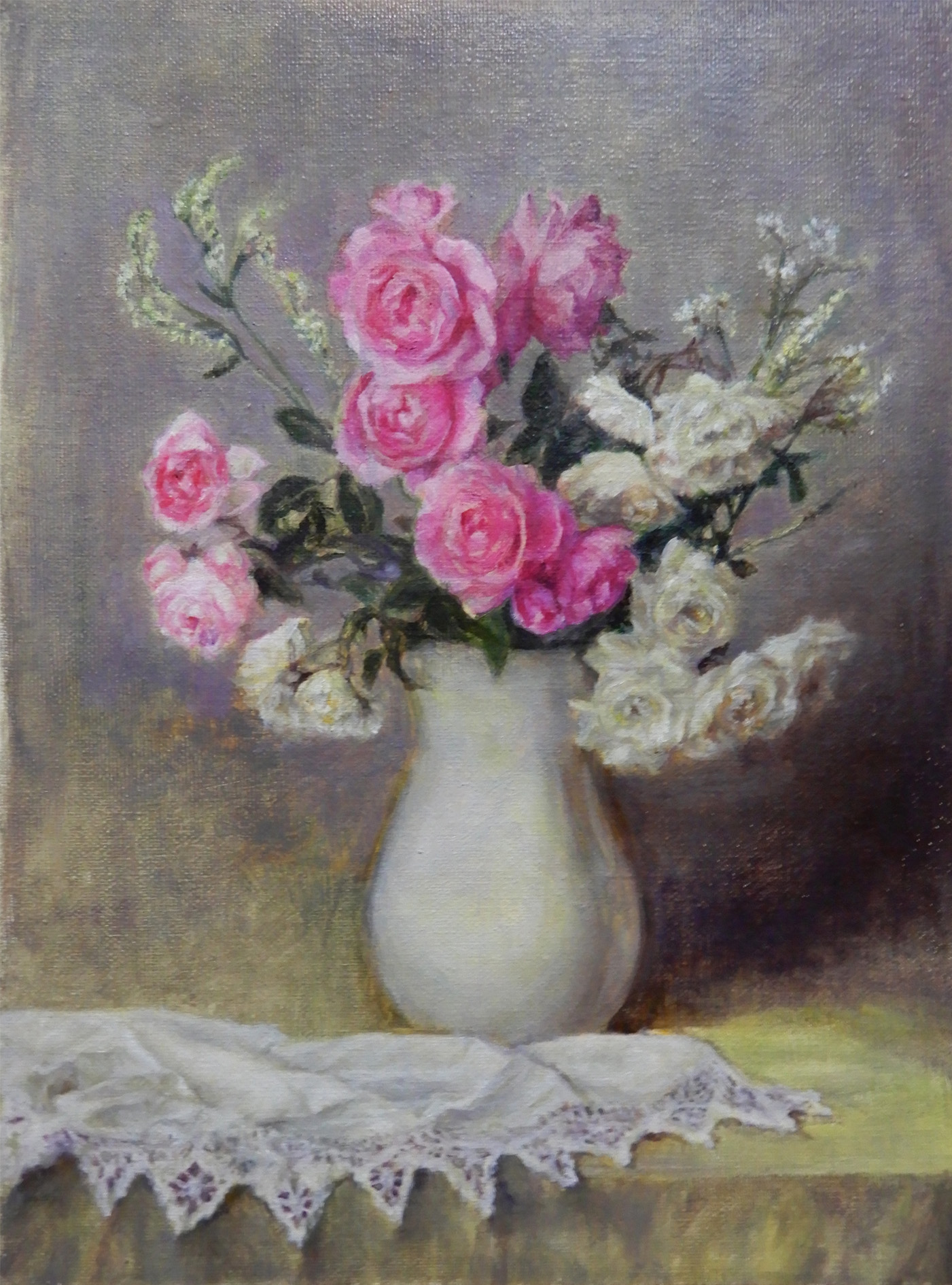 白磁 花瓶 花々 — Artmeter™