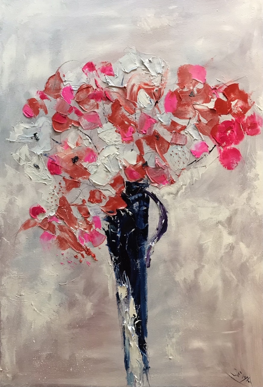油絵 絵画 【赤いポインセチア】 ポインセチアの絵画 クリスマスフラワー水彩画 花のアートプリント