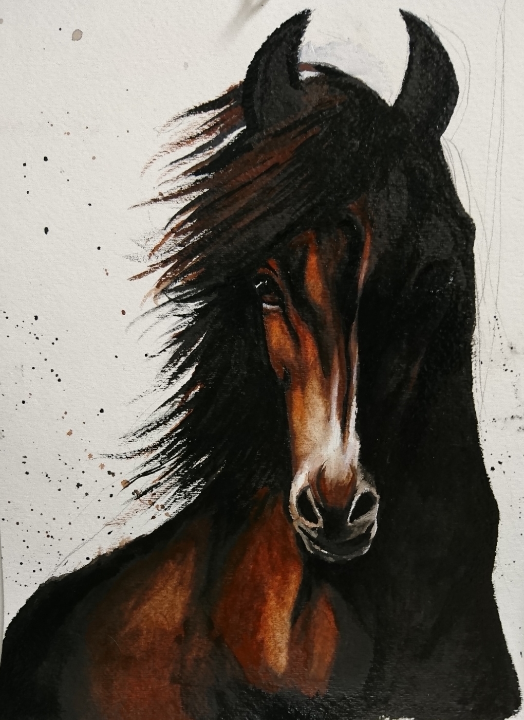 馬の水彩画 オレンジと黒 馬のクリップアート、馬の画像、水彩画のクリップアート10点、印刷可能