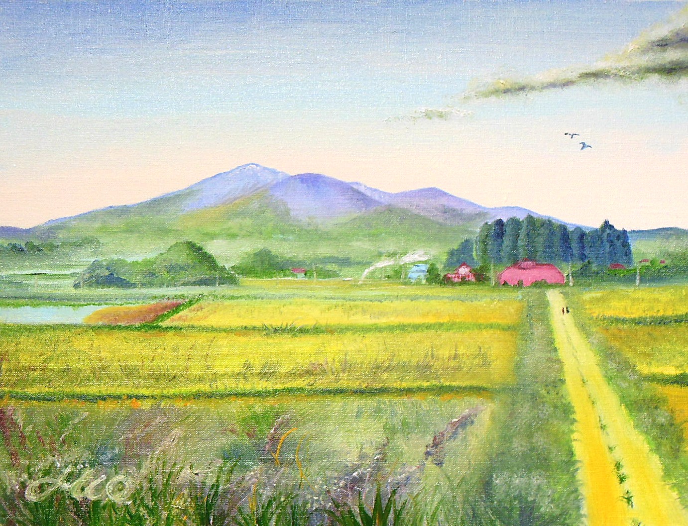 春の安達太良山、田園風景 — Artmeter™