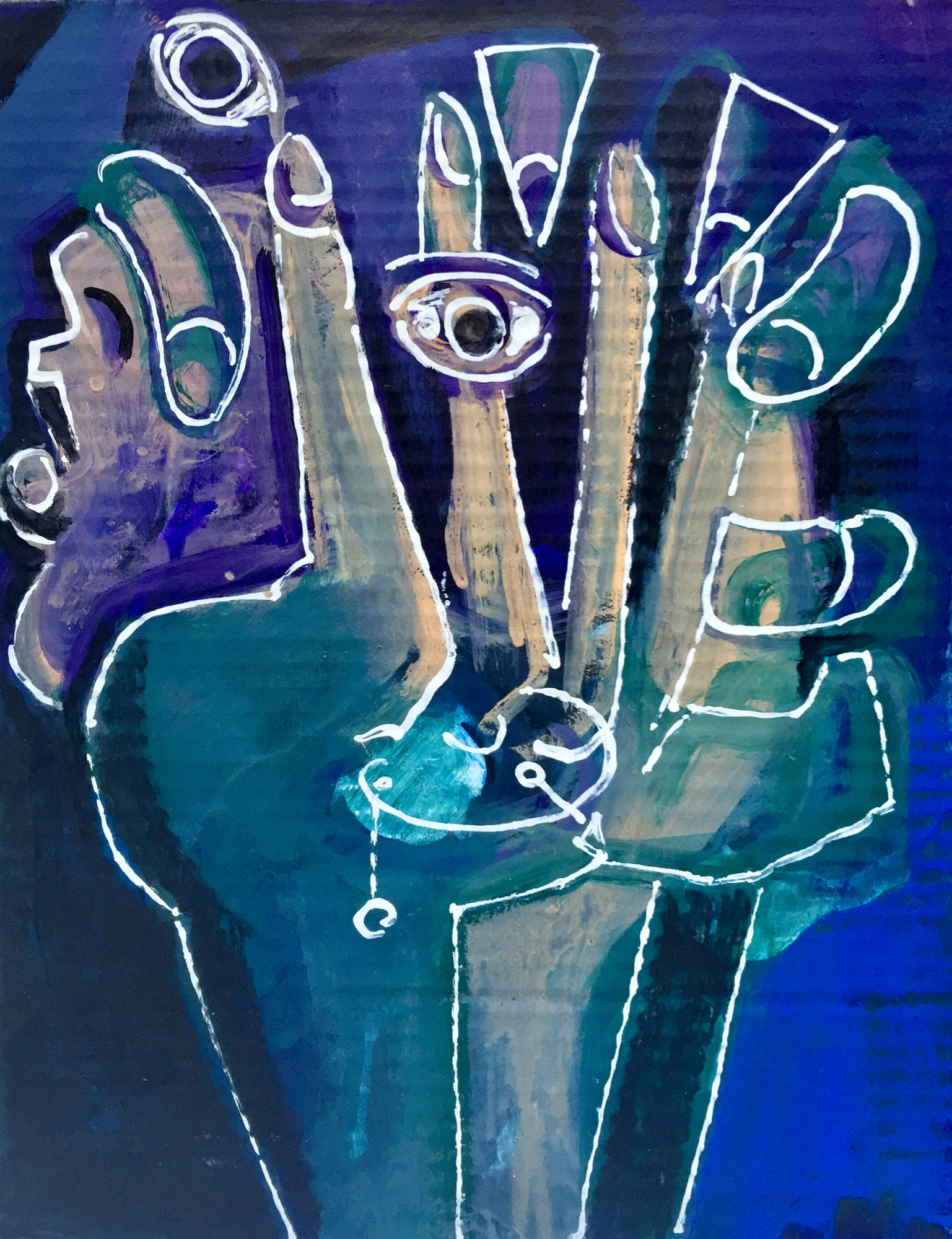 林　耕平　　コウヘイ画伯　　　自画像　　油彩画　　木製ボード 林耕平/コウヘイ画伯 — Artmeter™