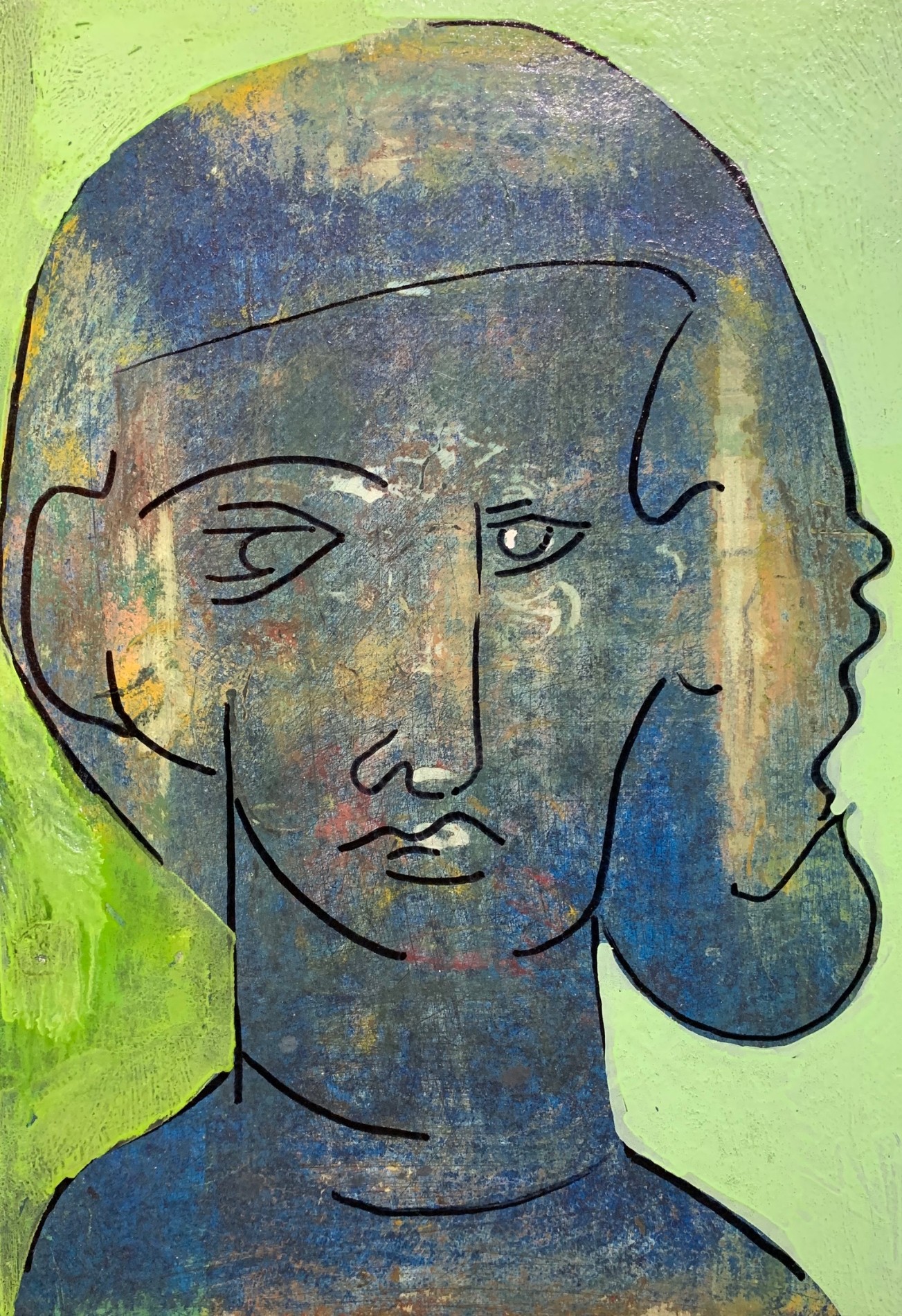 林　耕平　　コウヘイ画伯　　　自画像　　油彩画　　木製ボード 林耕平/コウヘイ画伯 — Artmeter™