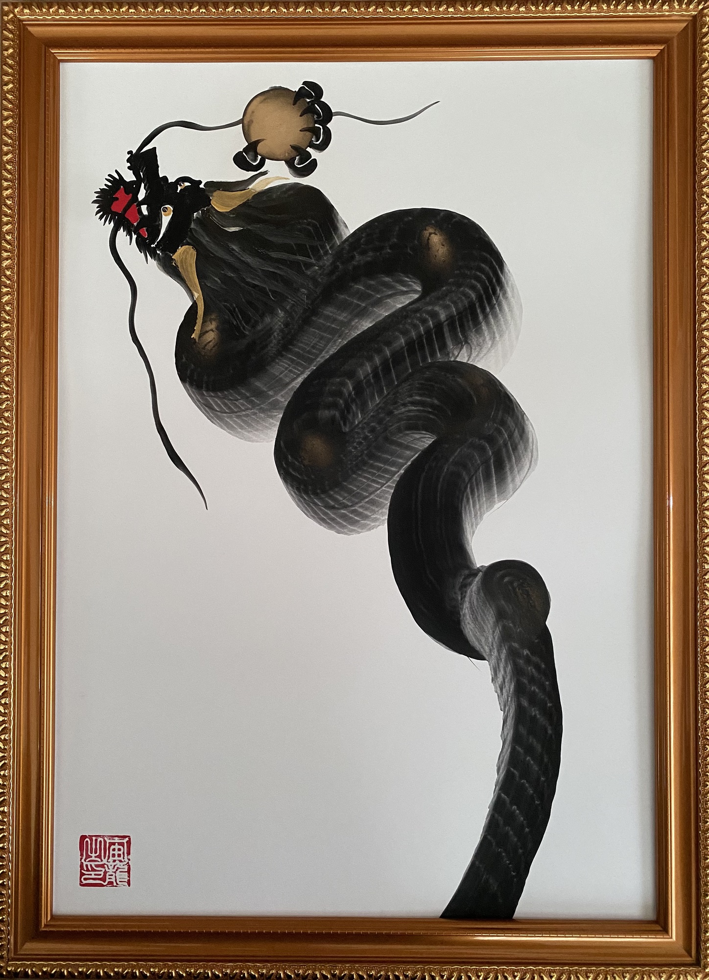 一筆龍『桃昇龍』 — Artmeter™
