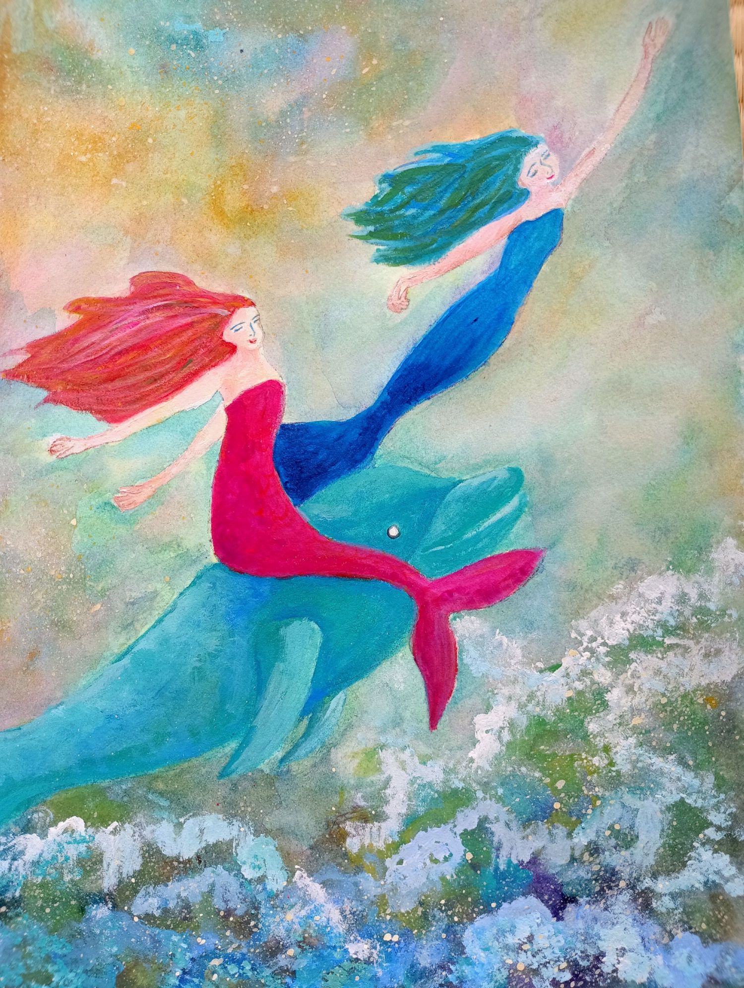 人魚とイルカで海の外に出かけよう。 — Artmeter™