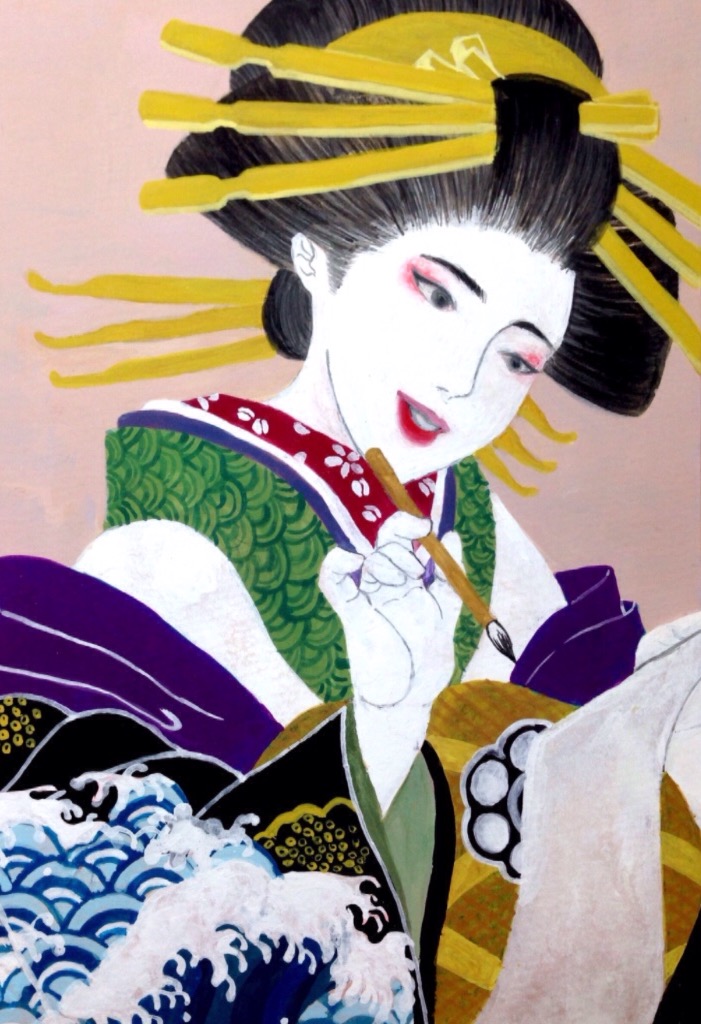 原画　アクリル画　絵画　アート　花魁　日本 花魁 — Artmeter™