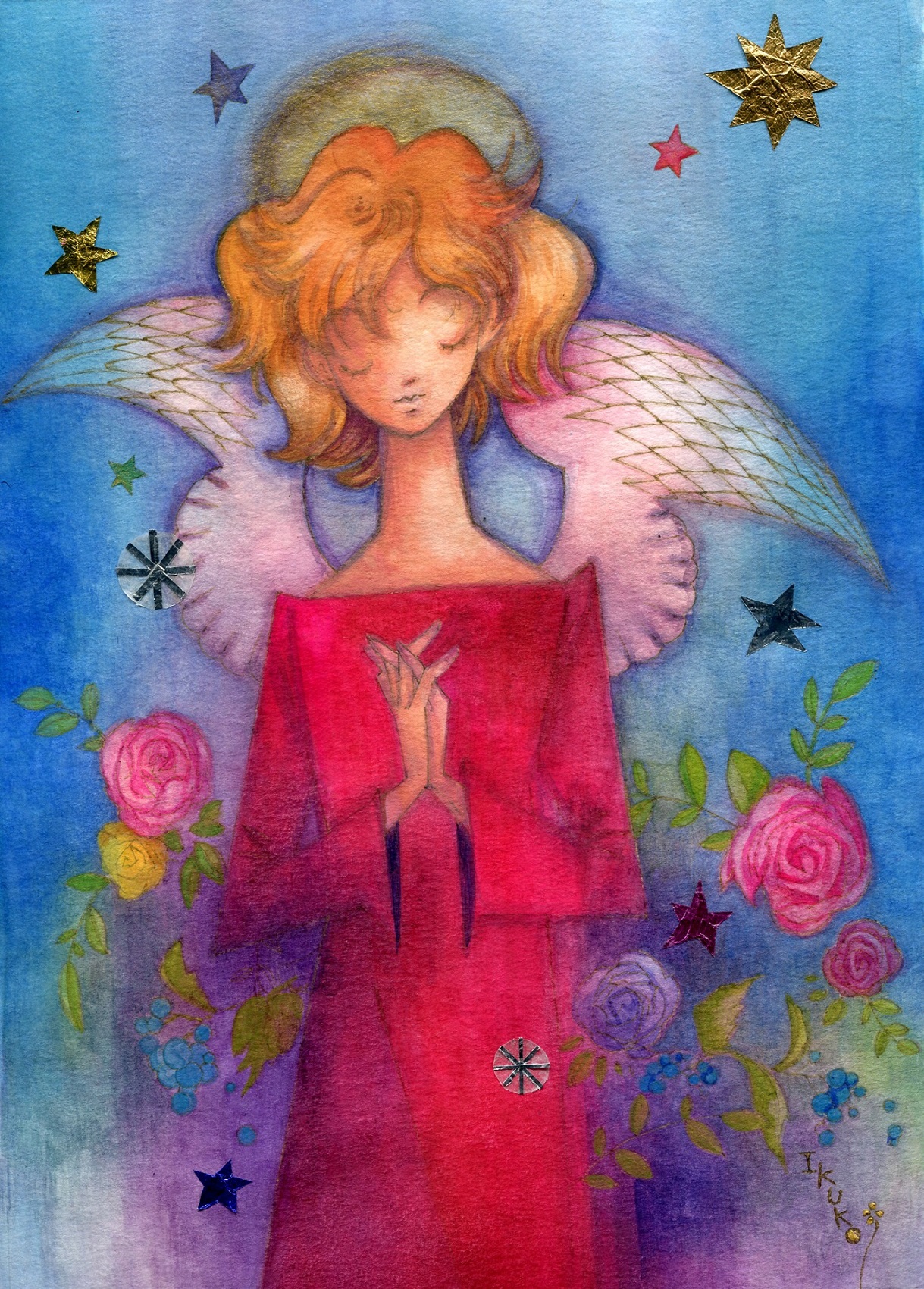No.557 F3　天使　絵画　アクリル画　クリスマスローズ　ステンドグラス Amazon.co.jp: ArtDirect カラフル 大天使ウリエル ステンドグラス 大