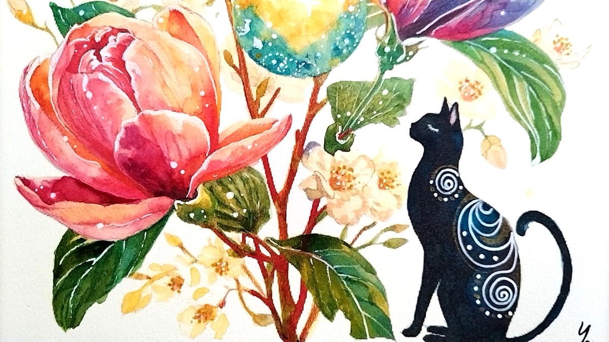 星を宿す猫と、光の花 — Artmeter™