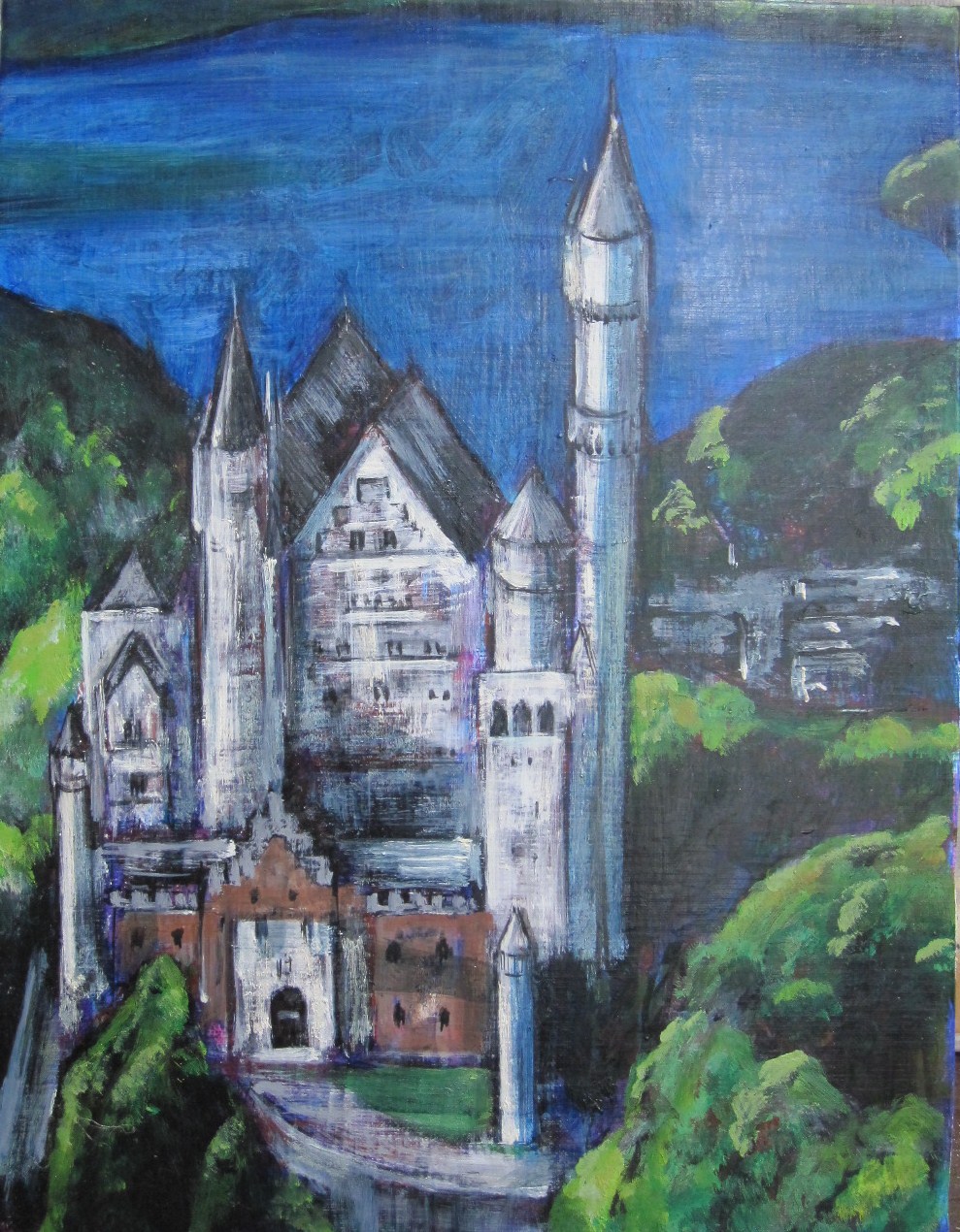 市村司作　ノイシュバンシュタイン城サムホールsize油絵原画 ノイシュバンシュタイン城 — Artmeter™