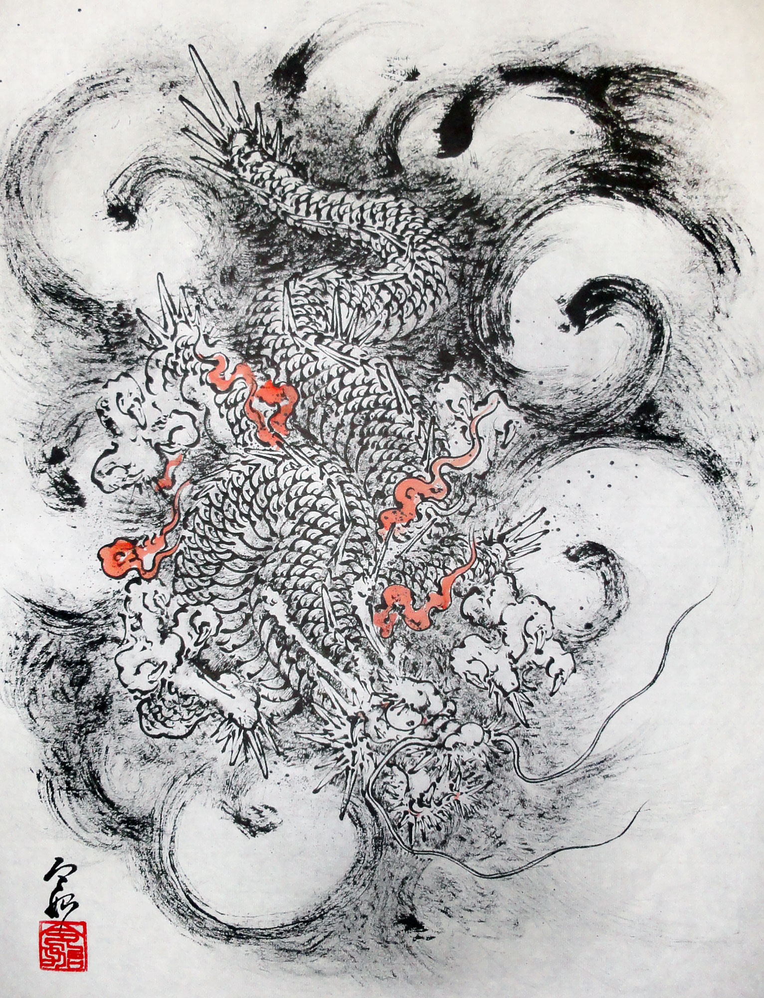 中国美術大清光緒年製雲龍図交趾碗　直径13.3㎝ y634 雲龍図【20100326】 — Artmeter™