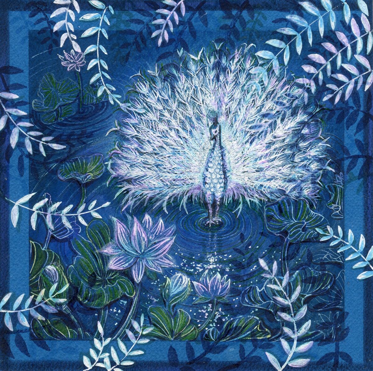 蓮と白孔雀 — Artmeter™