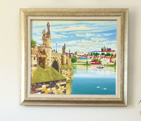 油絵「プラハの橋」原画　M10号 油絵「プラハの橋」原画 M10号 【公式通販】