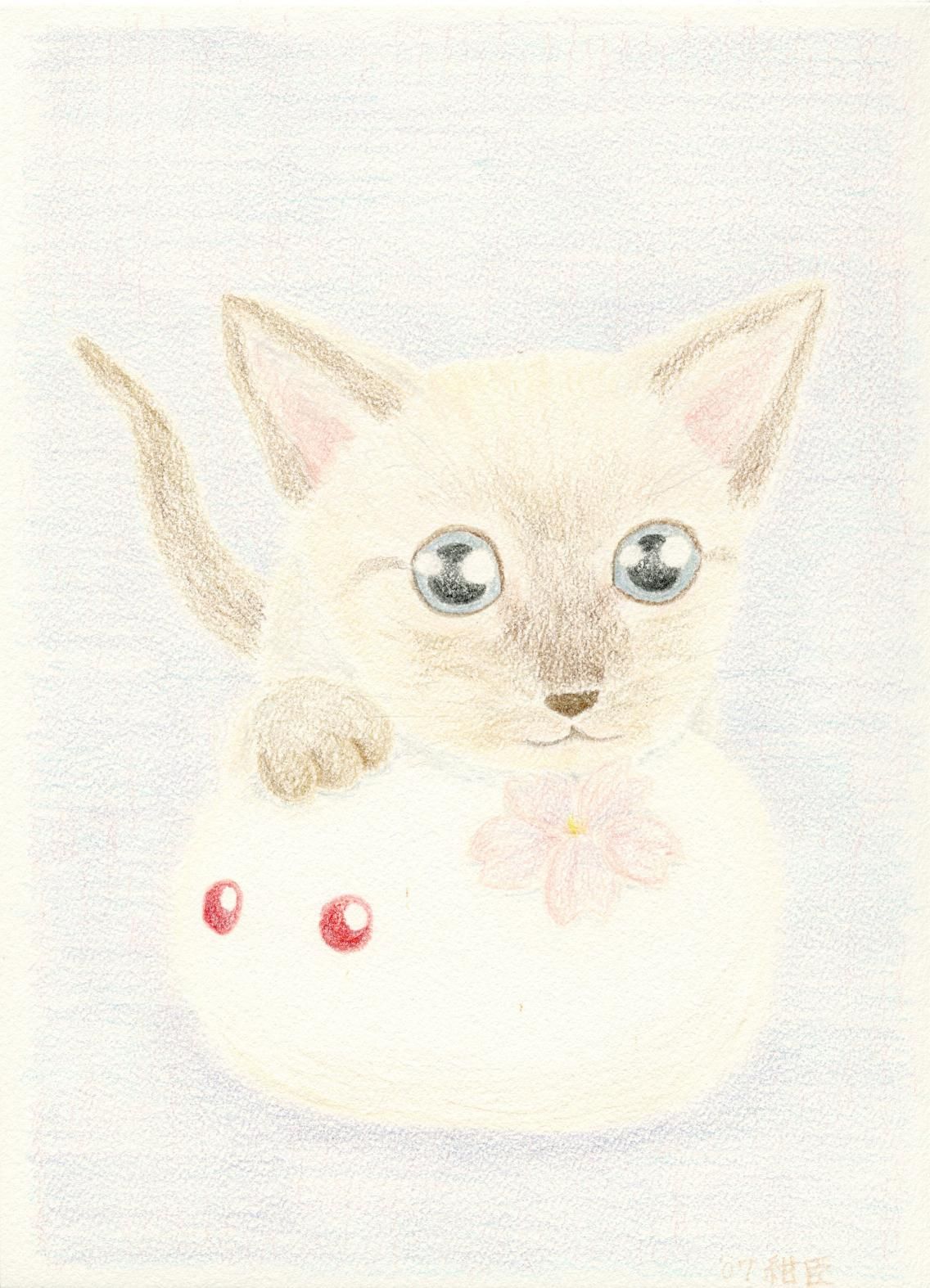 シャム猫　アート　絵画　極美品 1ee01e09b11c3a4c26298e2510dc7b