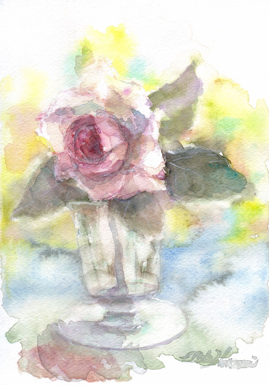 水彩画　パリ　フランス　オールドローズ 水彩画 フランス パリ ローズ - メルカリ