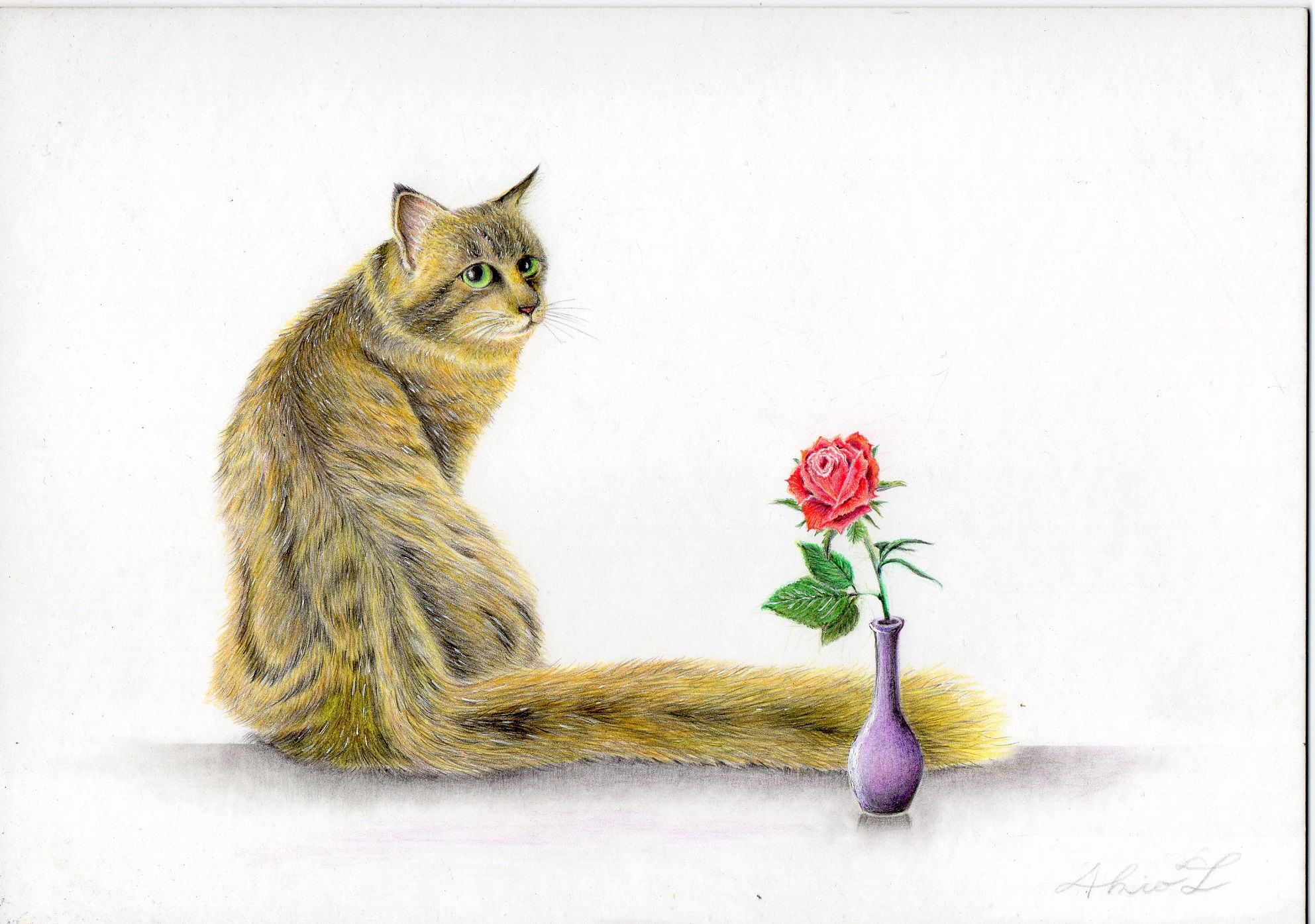 トールペイント猫と薔薇 猫と薔薇 — Artmeter™