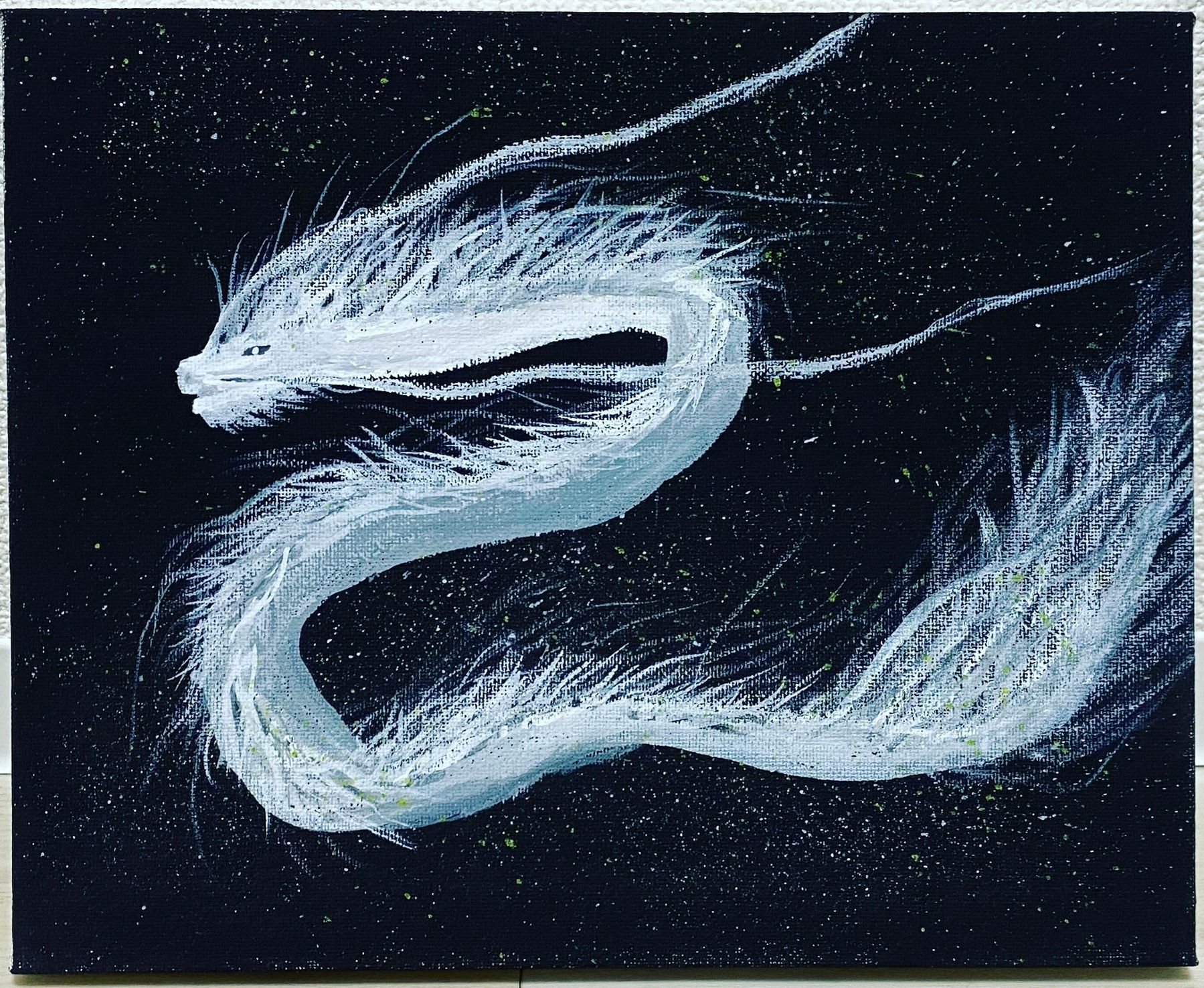 ドラゴンの水彩画 　ハッとする 白龍の重鎮 真実の白龍 — Artmeter™