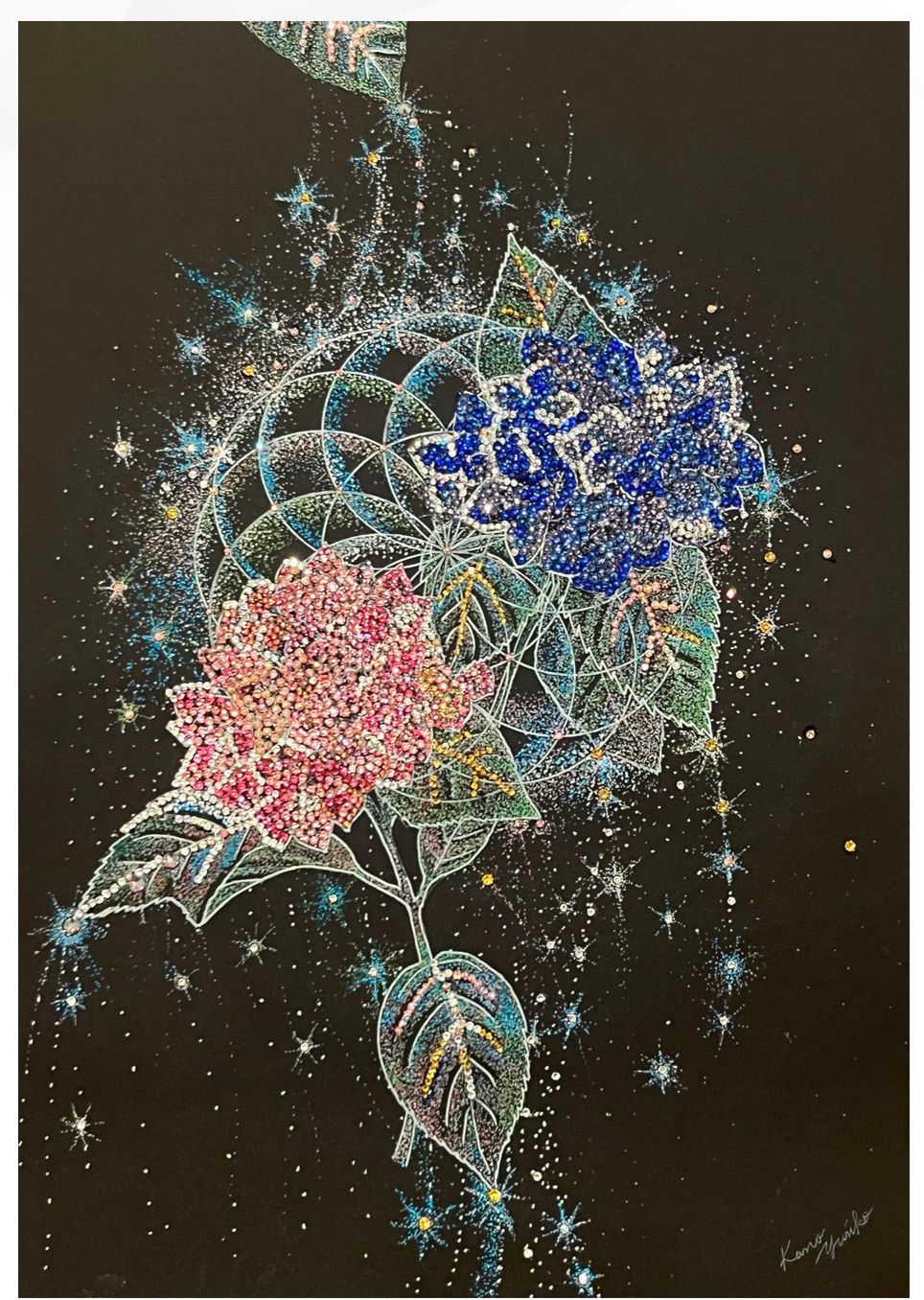 Layers of Dimensions 37(紫陽花と神聖幾何学模様) — Artmeter™