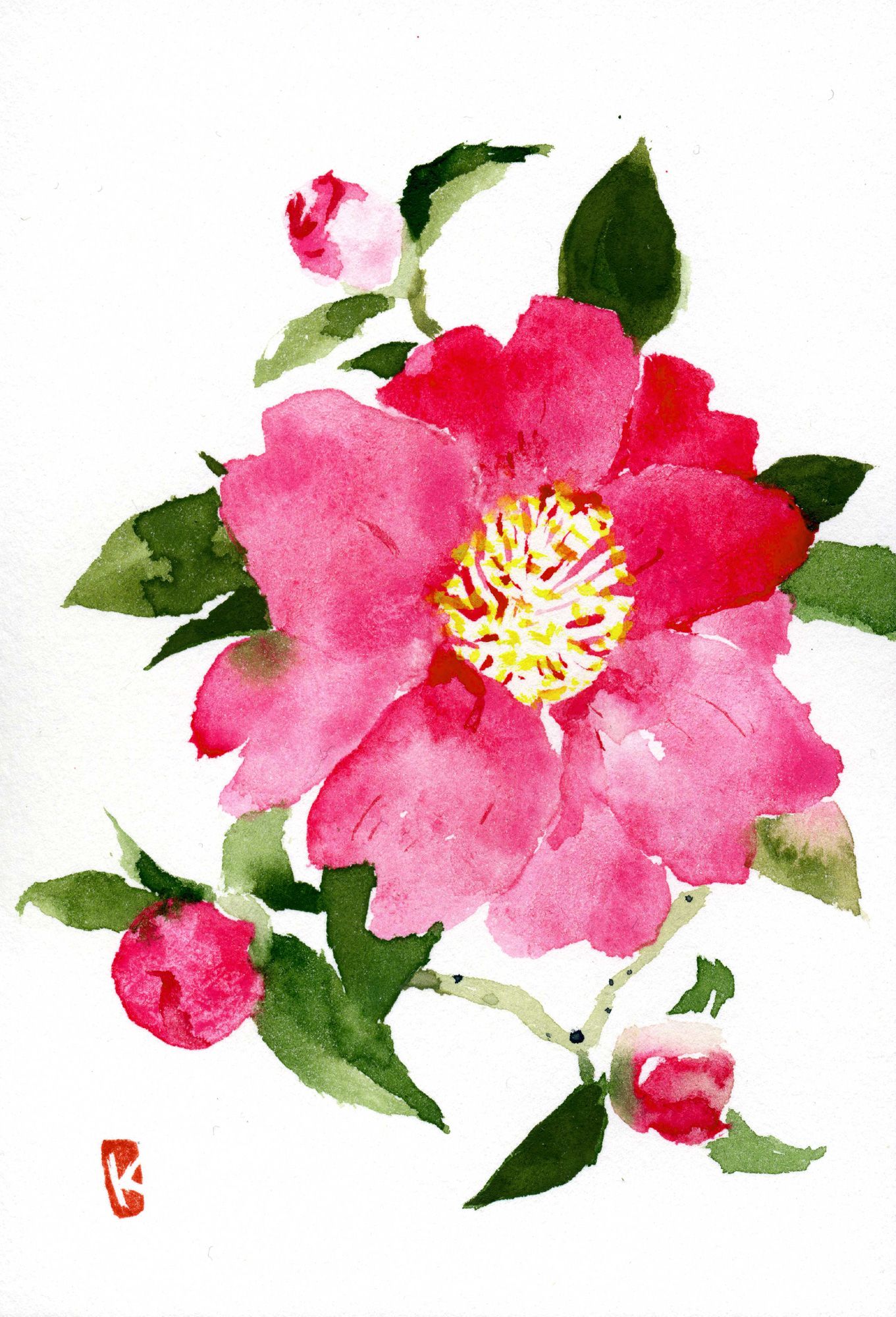 昭和レトロ 刺繍画 山茶花 サザンカ 墨彩画 絵画 和服リフォーム額 山茶花 サザンカ さざんか 花 絵 クラフト・布製品